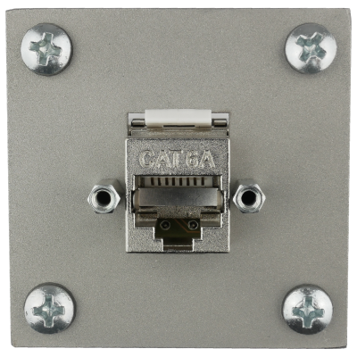 SCREWBoot module plate 50x50mm stainless steel 1-port Cat.6A keystone module