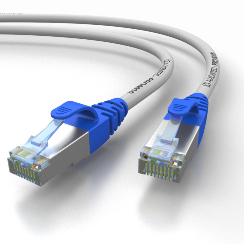 PRO 900S Cat.6A S/FTP RJ45 Patch-cable, Grey-Blue 2,0m