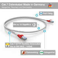 PRO-900S Cable de red Cat.6A S/FTP AWG 27/7 LSOH gris-rojo Cat.7 Cable de datos 4,0m