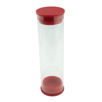 Plastic cylinder 10cm &Oslash; 28mm with cover, red