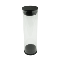 Plastic cylinder 10cm &Oslash; 28mm with cover, black