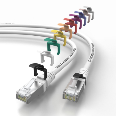 SMARTClick Cat.6A geschirmt RJ45 Patchkabel, Wei&szlig; Wei&szlig; 20,0m