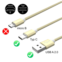 AIXONflex USB Cable Typ C Duo-Pack stainless steel gold...