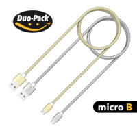 AIXONflex USB Cable Type Micro B 2-Pack stainless steel gold and silver