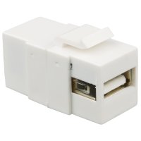 USB Keystone Kupplungs Modul Adapter 2.0 A weiblich zu B weiblich wei&szlig;