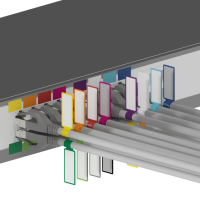 Pegatinas para cables con campo de etiquetado en 12 colores diferentes. 24 unidades por hoja
