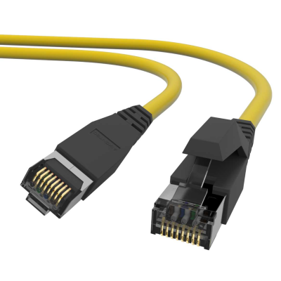PRO-900M PUR S/FTP RJ45 10 GbE Industrie Patchkabel Outdoor LEONI MegaLine F6-90 AWG27/7 Gelb 5m