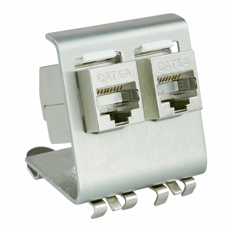 DIN rail holder metal (20938) with RJ45 Cat.6A Keystone...