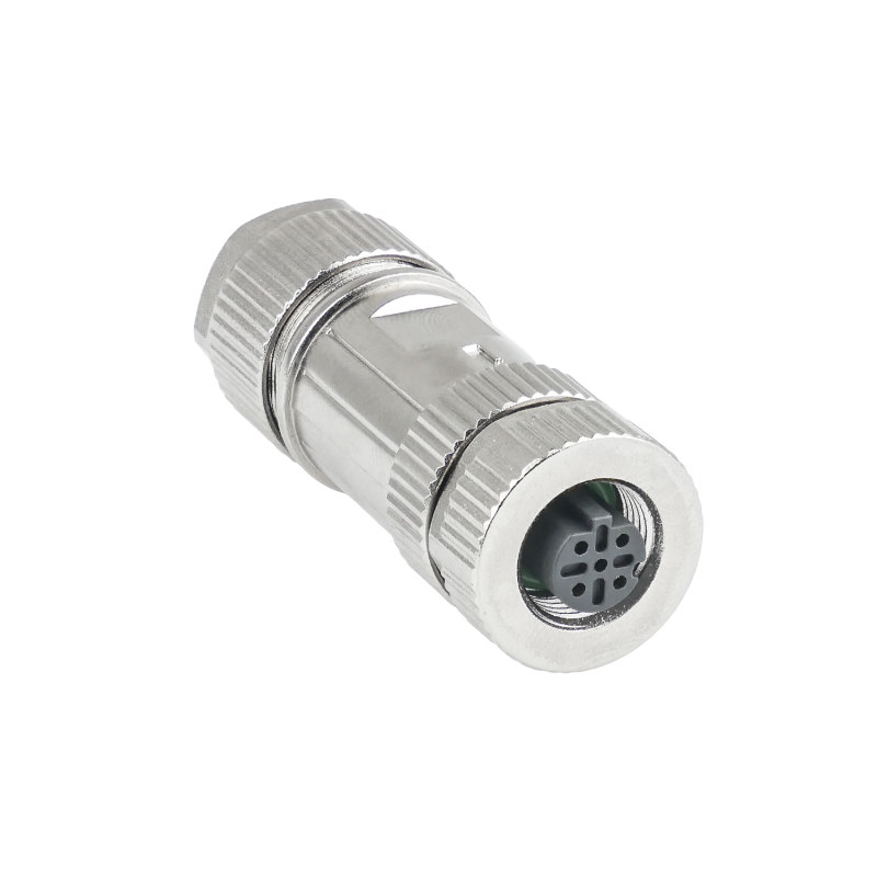 M12 d code 4 pin plug shielded female field mountable...