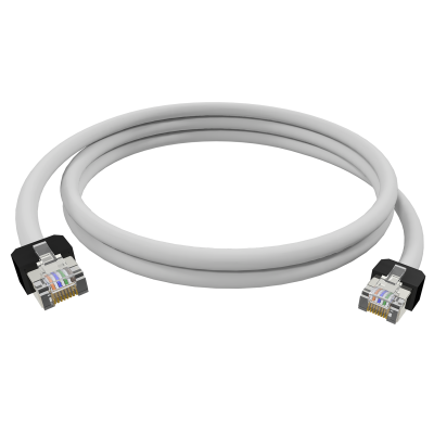 1248280100, Câble Ethernet catégorie 6 S/FTP Weidmuller, Gris, 10m LSZH  Avec connecteur coudé LSZH