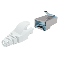 RJ-45 Cat.6 Plug with guide plate and colored boots White 10 pieces AQUA