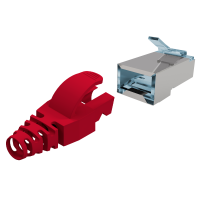 RJ-45 Cat.6 Plug with guide plate and colored boots Red...