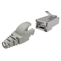 RJ-45 Cat.6 Plug with guide plate and colored boots Grey...