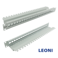 LEONI 24 Port Panel 19&quot;/1HE with 24 pieces RJ45 Cat.6A Keystone Module shielded with cable management