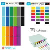48 etiquetas sin PVC en 12 colores diferentes 24 etiquetas de puerto y 24 etiquetas envolventes