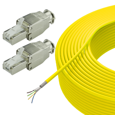 Netzwerk Universal Set 50m CAT.7 Universal Kabel &amp; RJ45 Stecker 3-teilig