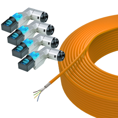 Network installation set angeld 50m CAT.7 installation cable orange &amp; RJ45 plug 5 parts