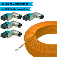 Network installation set angeld 100m CAT.7 installation cable orange &amp; RJ45 plug 5 parts