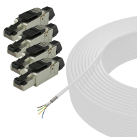 Network installation set 50m CAT.7 installation cable &amp; RJ45 plug 5-piece
