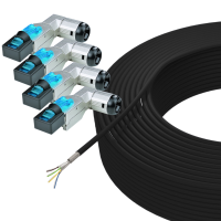 Network-Outdoorcable-Set 360&deg; 50m CAT.7 installation cable &amp; RJ45 plug angeled 5 parts