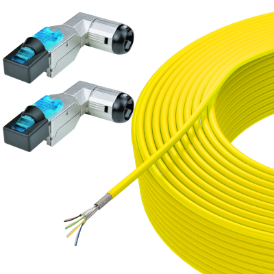 Set con cable de red para exteriores para soterramiento CAT.7 de 50 m y 2x conectores RJ45 (3 piezas)