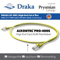 PRO-400S Cat.6 U/FTP RJ45 patchcord Draka UC 400 AWG27/7 LSOH yellow