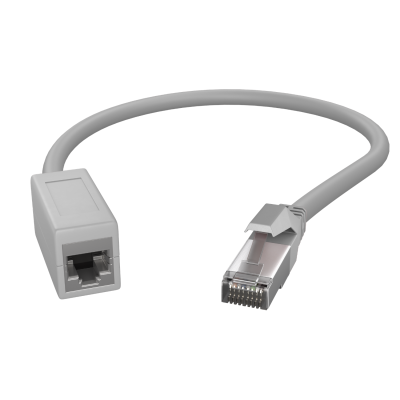Adaptador de conexi&oacute;n para protecci&oacute;n de dispositivos RJ45 cubierta del cable LSOH U/FTP Cat.6 0,3m gris hembra macho