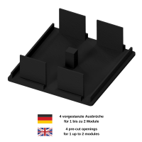 Extender Box schwarz mit 2 FX Verbindungsmodulen Cat.6A geschirmt