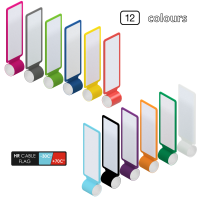Kabelfahne hitzeresistent mit Beschriftungsfeld in 12 verschiedenen Farben. 24 St&uuml;ck pro Blatt