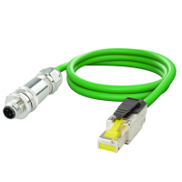 M12-RJ45 PROFINET Patch cord D code M12 Male to RJ45 plug AWG 2x2xAWG22 S/FTP PVC Cat.5e 1,0m