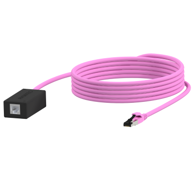 RJ45 LAN Extension Cable Magenta - Black Cat.6A shielded