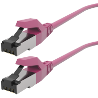 RJ45 LAN Extension Cable Magenta - Black Cat.6A shielded
