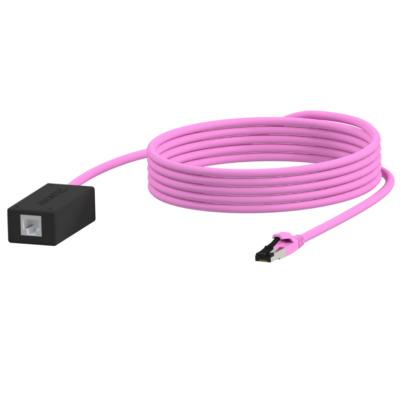 RJ45 LAN Extension Cable Magenta - Black Cat.6A shielded...