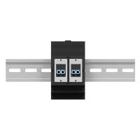 Carcasa MMP-D con 2 puertos en negro,soporte para carril DIN y acopladores LC Monomodo d&uacute;plex