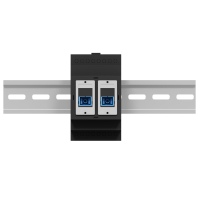 Carcasa MMP-D con 2 puertos en negro, soporte para carril DIN  y acopladores SC Monomodo Simplex