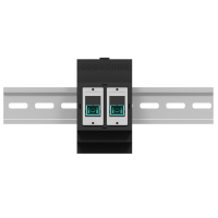 Carcasa MMP-D con 2 puertos en negro , soporte para carril DIN y acopladores Simplex SC OM3 