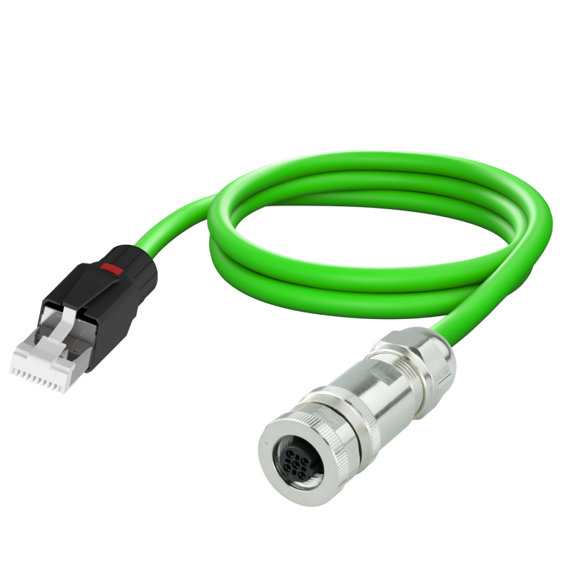 M12-RJ45 PROFINET patch cord D code M12 Female to RJ45...