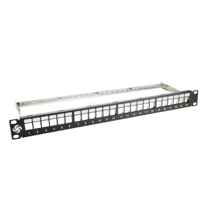 Patch Panel 24Port 19&quot;/1HE with Cable Management shielded black