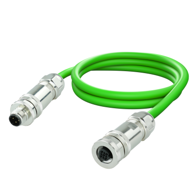 M12 PROFINET patch cord D code M12 Female to M12 Male AWG 2x2xAWG22 SF/UTP PVC
