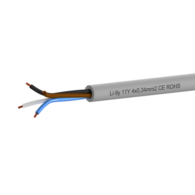PUR sensor cable Li-9Y 11Y 4 pole 0,34 mm&sup2;  silver gray 10,0m