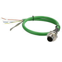 Toma M12 Codificaci&oacute;n D 4P Cubierta del cable PVC  pelado 50 mm