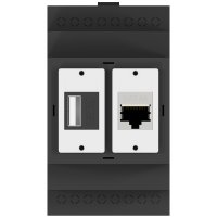 MMP-D DIN-Hutschienengeh&auml;use Port A CAT6A Keystone Modul geschirmt Port B USB-A Keystone Lademodul schwarz
