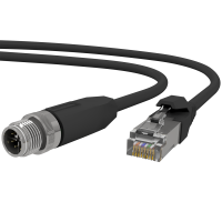 M12 Industrial Ethernet cable 8-pin X-coded male to RJ-45...