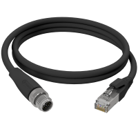 M12 Cable de Ethernet industrial M12 con c&oacute;digo X a conector RJ 45 HIGH SCREEN FLEX TPU Negro 1,0m