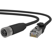 M12 Industrie Ethernet Leitung X-Kodiert weiblich zu RJ-45 Stecker umspritzt 10,0m