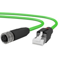 M12 PROFINET patch cord D-coded M12 female molded to RJ-45