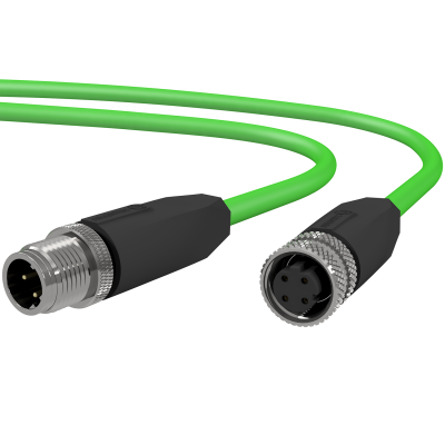 M12 PROFINET patch cord D-coded M12 male molded to female molded