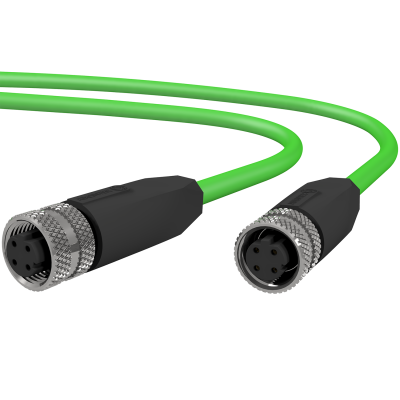 Cable de interconexi&oacute;n M12 PROFINET con codificaci&oacute;n D M12 hembra sobremoldeado a hembra sobremoldeado